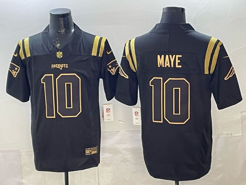 Men 2026 New England Patriots #10 Maye Black gold 3th generations Nike Limited NFL Jersey style 002